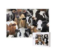Farm Animals Dairy Cows Cow,300 Pieces Wooden Jigsaw Family Game Jigsaw Puzzles for Adults Teens Home Decor