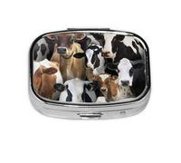 Farm Animals Dairy Cows Cow,Meta Pill Box 2 Compartment Medicine Case,Portable Organizer,Rectangle Meta Portable Organizer Pill Box 1175 Compartment Medicine Case
