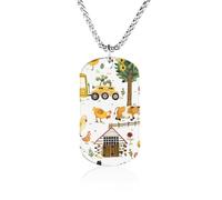 Farm Animals Fashion Memorial Necklaces Printed Titanium Steel Pendant Jewelry Novelty Picture Necklace Dog Tags for Men Women