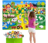 Farm Animals Felt Story Board Set,44 * 28in for Wall,52 Felt Pieces,Farmhouse Theme Busy Board Story Preschool Storytelling,Learning Interactive,for 3 Years +,Gift for Toddlers Kids Children