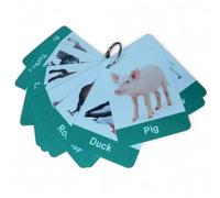 Farm Animals Flashcards with Real Images - Set of 16 | Montessori Animal Picture Word Cards for Toddlers & Kids | Laminated, Tear-Proof, Wipeable, Includes Binding Ring