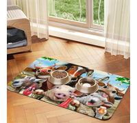 Farm Animals Patterned Pet Feeding Mat with Water-Absorbing PU Top & Rubber Base - Anti-Slip Dog Cat Food Mat for Cats, Dogs & Pets, 40x60cm