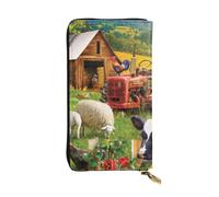 Farm Animals Premium Long Wallet For Women - Pu Leather Zip Around Purse With 12 Card Slots & Coin Pocket