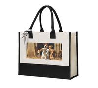 Farm Animals Print Cotton Canvas Tote Bag for Women, Canvas Tote Bag for Gifting,Canvas Beach Bag, Reusable Shopping Bag