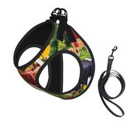 Farm Animals print Dog Harness and Leash Set, Reflective Adjustable Puppy Vest for Small Medium Large Dogs, Cats
