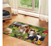 Farm Animals print PU Leather Feeding Mat for Dogs Cats Pet Food Mat Absorbent Non-Slip Rubber Bottom