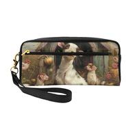 Farm Animals Printed Leather Makeup Bags with Wrist Strap Portable Travel Toiletry Bag Cosmetic Organizer Bag for Women