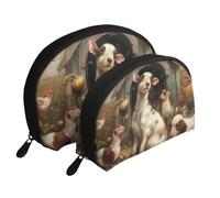 Farm Animals Printed Makeup Bags 2-Piece Portable Shell Travel Toiletry Bag Cosmetic Organizer Bag for Women