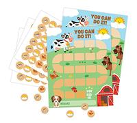 Farm Animals Reward Chart with Matching Round Themed Sticker, Task Reward Behavior Chart, Incentive Chart, Toddler Reward Chart for Kids Classroom Teaching or Home Using - REWARDCA008
