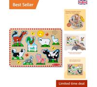 Farm Animals Sound Puzzle for Kids - Educational Wooden Peg Toy for Ages 2-5