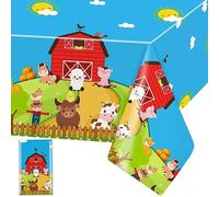 Farm Animals Table Cloth Cow Farmhouse Plastic Table Cover Barnyard Theme Tablecloth Rectangular Tablecloths Disposable Wipe Clean Waterproof Table Cloths for Kids Birthday Party Supplies, 1pc