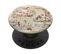 Farm Animals Vintage Ephemera Collage Rustic Scene PopSockets Adhesive PopGrip