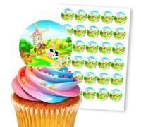 Farm Animals & Windmill Scene, 30 Edible Paper 1.5" Cupcake Toppers
