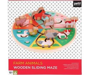 Farm Animals Wooden Sliding Maze, Petit Collage,