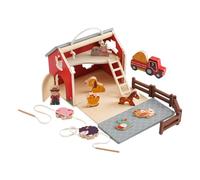 Farm Barn Playset - Wooden Animal Sorting Toys, Farmer Figure & Silo Stacking Learning Toys, Educational Safe Secure Wood Farmyard Activity | Creative Early Learning Development for Kids