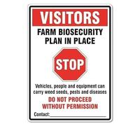 Farm Biosecurity Plan In Place Sign - Metal Tin Sign 12x16 Inches