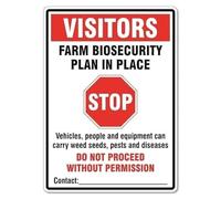 Farm Biosecurity Plan In Place Sign - Metal Tin Sign 12x16 Inches Caution Danger Safety Security Warning Notice
