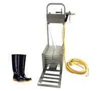 Farm Boot Scrubber with 3-Sided Brushes and Water Spray, Heavy-Duty Stainless Steel Shoe Cleaner Tool for Livestock and Ranch Use