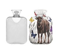Farm Buffalo Butterflies hot Bottle Water Bag with Soft Cover 2L Water Bottle Bag for Neck Shoulder Warmer Hand Feet Warmer Bolsa para agua Caliente