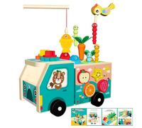 Farm Carrot Pulling Toy, Shape Matching Wooden Puzzle for 1-6 Years, Educational Building Blocks with Intelligent Car, for Early Learning, Parent-Child Play, Preschool Classroom Activities