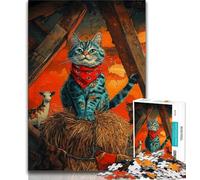Farm Cat Jigsaw Puzzles for Adults Teenagers Jigsaws Puzzle,Relax Games Is Ideal As A Gift for The Whole Family (75x50cm)