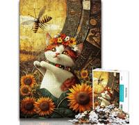 Farm Cat Jigsaw Puzzles for Teenagers 1000 Piece Puzzle,family Fun Games Is Ideal As A Gift for The Whole Family 38x26cm