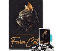 Farm Cat Portrait Wooden Jigsaw Puzzle, Adults, 300 Pieces | Jigsaw Puzzle Gift: visual matching for a more organised build at home.