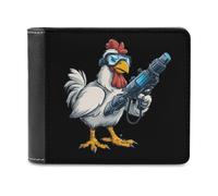 Farm Chicken Fight Back Bifold Wallet PU Leather Pocket Wallet Slim Purse for Women Men Gifts