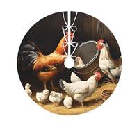 (Farm Chickens) 48" Christmas Tree Skirt Large Xmas Tree Rug Round Tree Mat Holiday Decoration for Home Office