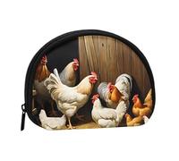 Farm Chickens Print Portable Mini Storage Bag Shell Shaped Wallet Small Coin Wallet Shell Storage Bag