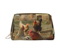 Farm Chickens Printed Cosmetic Bags for Women Mom, Small PVC Leather Travel Makeup Bag Cute Gifts Toiletry Bag with Zipper
