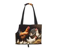Farm Chickens Printed Foldable Pet Bag - Portable Puppy Cat Travel Handbag Tote,Pet Carrier Backpacks.