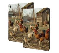 Farm Chickens Printed Tablet Case for Ipad Air3 10.5"/Ipad Pro 10.5", Pu Leather Non-Slip Tablet Cases Shockproof Stand Cover with Auto Sleep/Wake Cover