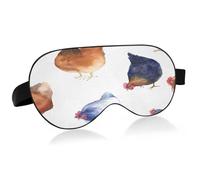 Farm Chickens Watercolor Sleep Mask Soft Cooling Eye Masks for Sleeping with Elastic Strap Night Blindfold for Women Men Travel