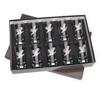 Farm Cottage Brands Deluxe Boxed Set of 10 Numbered Flying grouse/Partridge Sloe Gin Shot Glasses - Game Shooting Peg Finder
