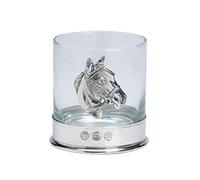 Farm Cottage Brands Lead Free pewterware Mounted 12oz Whisky Glass with a Horse's Head Emblem in a Presentation Box of 1 or 2 Glasses (1)