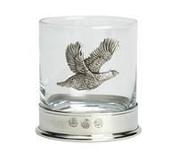 Farm Cottage Brands Pewterware Mounted 12oz Whisky Glass with a Partridge/grouse Emblem. in a Presentation Box of 1 or 2 Glasses (1)