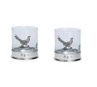 Farm Cottage Brands Pewterware Mounted 12oz Whisky Glass with a Standing Pheasant Emblem. in a Presentation Box of 1 or 2 Glasses (2)