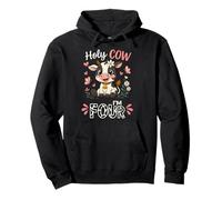 Farm Cow Design I’m Four Birthday Girl Farm Animal Design Pullover Hoodie