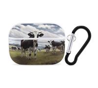 Farm Cow Pictures Airpod Pro Case AirPods 2 Case for Women Hard Shell Protective Cover with Carabiner Keychain Compatible with AirPods Case 2nd 1st Generation, Front LED Visible White