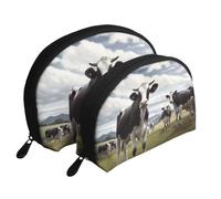 Farm Cow Pictures Portable Shell Cosmetic Bag Set - Travel Makeup Organiser with Zipper & Inner Compartments
