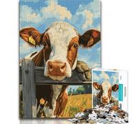 Farm Cows Puzzles for Teenagers Teens 1000pc Puzzle,Help The Brain Exercise Addictive Toys to Cultivate Patience A Work of Art (50x75cm)