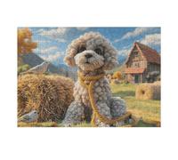 Farm Cute Poodle 300 Piece Pack DIY Jigsaw Puzzle Animal Pet Collectors Cognitive Development Educational Decorative Puzzle Gifts for Adults High-grade Cardboard 300 PCS