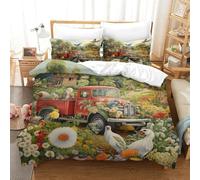 Farm Cute Scene Duvet Cover Sets,Fun Farm Life Illustration 3D Pattern Bedding Set Soft Microfiber Quilt Cover 3pcs, Comforter Cover with Zipper Closure for Kids Teens Adults King（220x240cm）