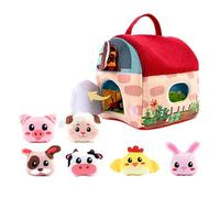 Farm, Cute Stuffed Animal, 5.51in Pretend Play Set, Authentic Soft Plush Figures, Built in Mirror Barn Carrier for Easter, Surprises, Birthday, Playtime, Educational Toy