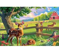 Farm Deer Puzzles 200 Piece Jigsaw Puzzle for Adults | Animal Puzzles Letters on The Back, Challenging and Fun Activity, for Puzzle Lovers(14x10inch)