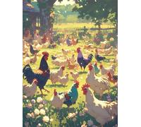 Farm Diamond Art Kits Adults Small Diamond Painting 30x39 inch, Full Drill Crystal Art Kits for Kids Rhinestone Embroidery Cross Stitch Canvas Painting Chicken Mosaic Craft Pictures for Decor z525-t