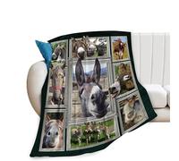 Farm Donkey Blanket Soft Cozy Cute Farmhouse Donkey Flannel Fleece Throw Blanket Donkey Decor Warm Lightweight Fluffy Bedding Plush Blanket Gifts for Kids Girls Boys Women Adults Bed Travel 40"x50"