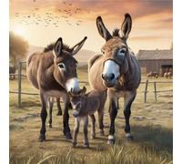Farm Donkey Diamond Painting Kits,DIY 5D Diamond Art Painting Kit Full Square Drill,32x32 in Gem Art Embroidery Cross Stitch Canvas Painting by Numbers for Adults Kids Living Room Bedroom Wall Decor