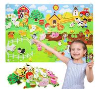Farm Felt Board for Toddlers 105 * 75cm Animals Felt Board Set Jungle Animals Flannel Board Durable Felts Wall Activity Boards Interactive Storytelling Teaching Play Activity Kits